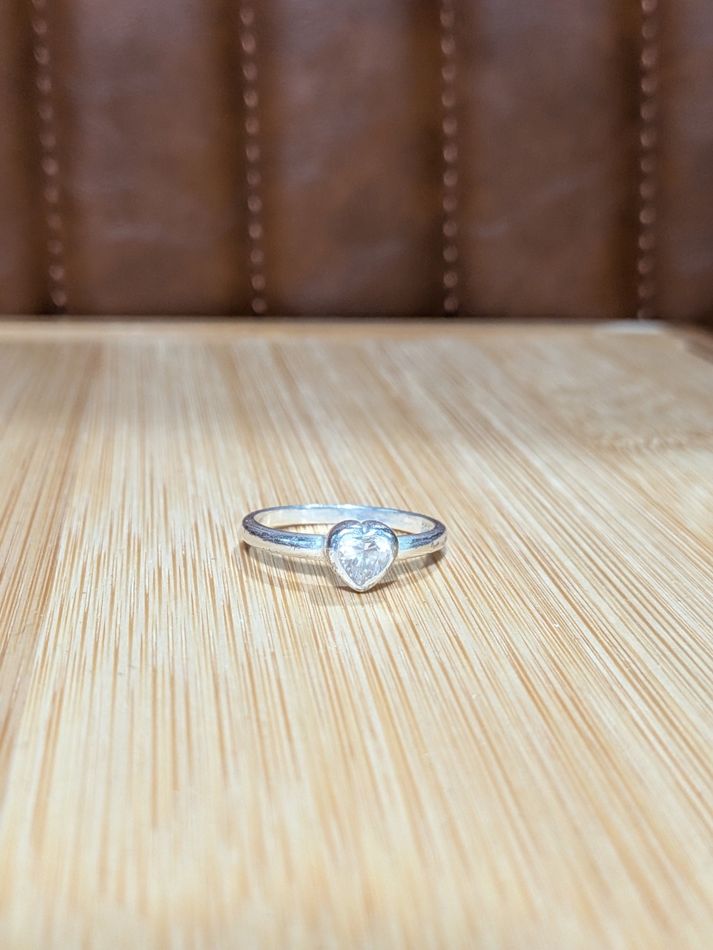 Heart Solitaire Sterling Silver Ring in White - Size 8